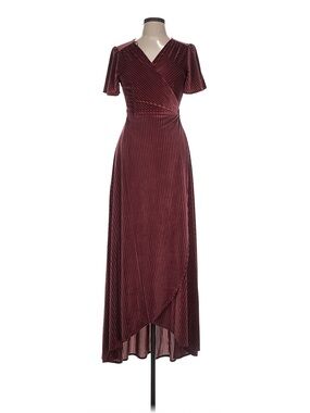 NWT Baltic Born Burgundy Ribbed Velvet Wrap Maxi Dress